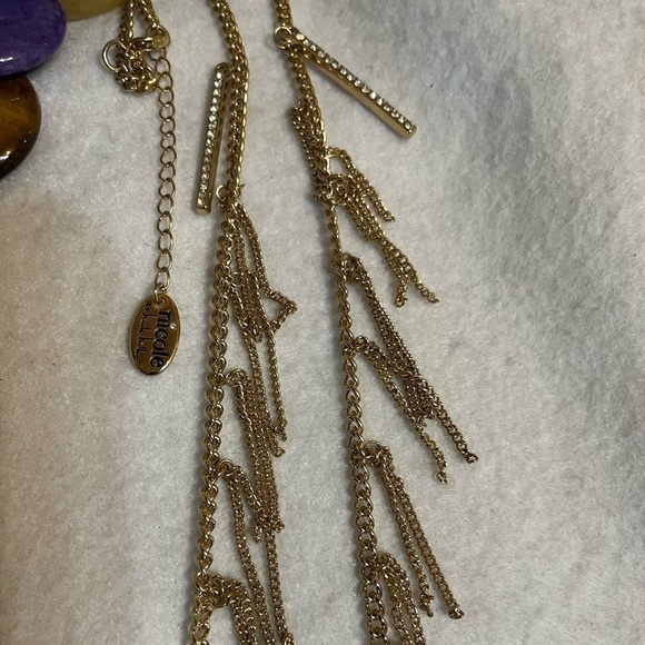 Nicole Miller Long Fringe Rhinestone Bar Necklace - Picture 4 of 8